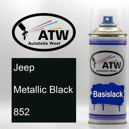 Jeep, Metallic Black, 852: 400ml Sprühdose, von ATW Autoteile West.